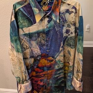 ROBERT GRAHAM LIMITED EDITION Men's Multicolor Artistic Shirt "KEEP SMILING"